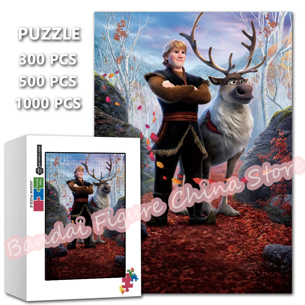 

Пазл с героями мультфильмов «Холодное сердце Диснея», 300/500/1000 деталей, Sven и Kristoff, головоломка с принтом аниме, детские распаковывающие развивающие игрушки