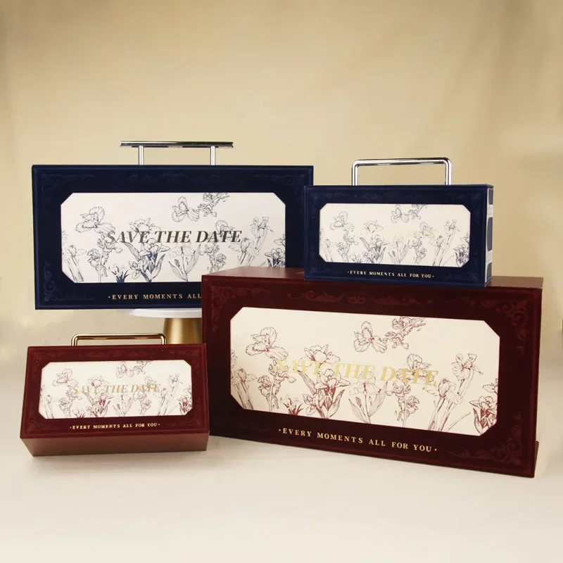 1pc Wedding Party Hand Gift Bridesmaid Gift Box Candy Box High-grade Velvet Package Teacher\'s Day Gift Box Metal Handle Boxes