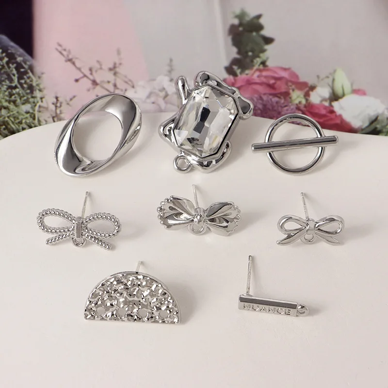 10pcs Silver Color Earrings Base Heart Shape Star Butterfly Earrings Connectors Earring Settings for DIY Jewelry Making Findings