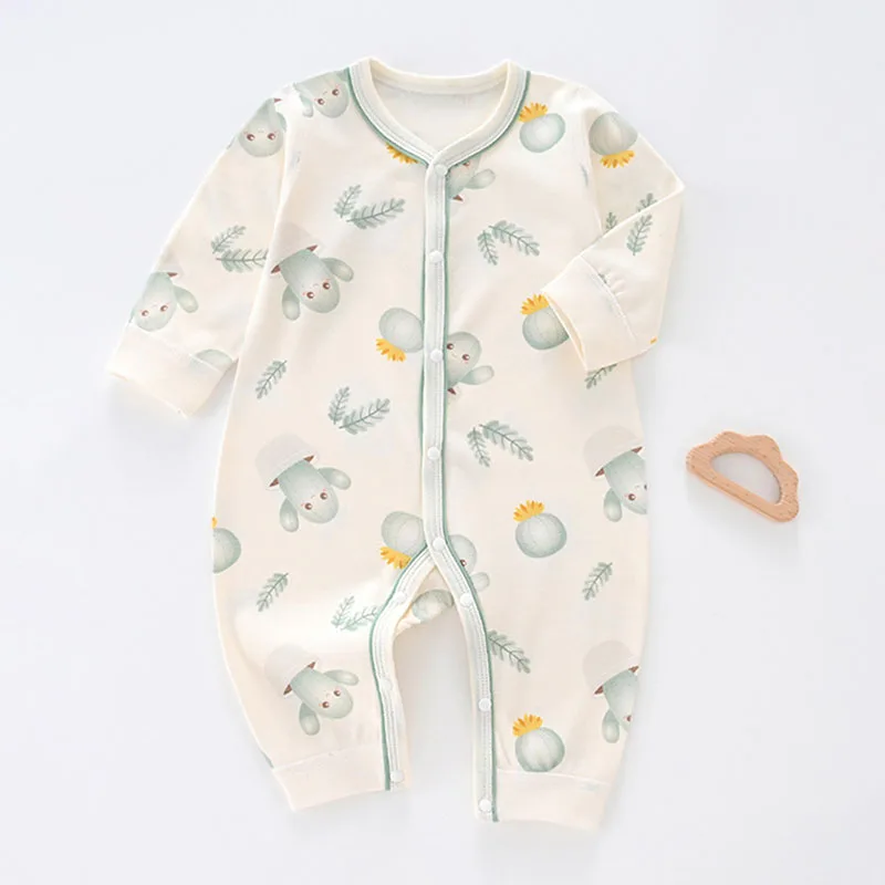 MILANCEL New Autumn Neonate Rompers Newborn Baby Cute Cartoon Bear Jumpsuit Infant Home Wear