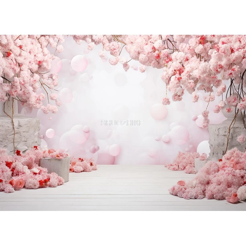 Romantic Fantasy Wedding Gate Bouquet Deco Photography Backdrop Props Archway With Flowers Palace Photo Studio Background HHL-04