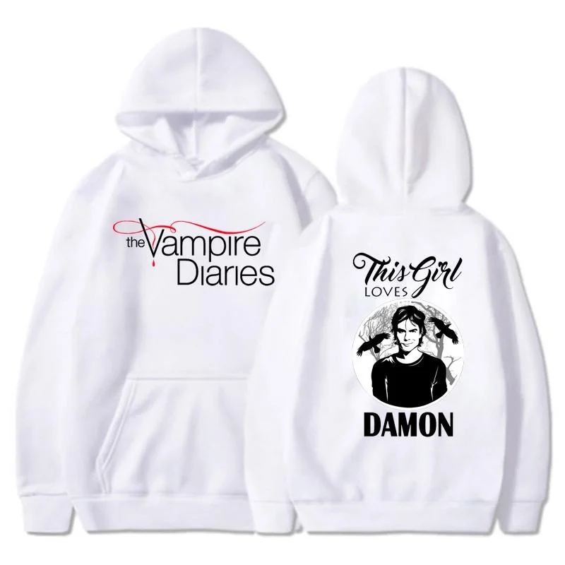 The Vampire Diaries Hoodies Women Fashion Personality Hooded Sweatshirt Casual Outdoor Loose Long Sleeve Pullover Korean Couple