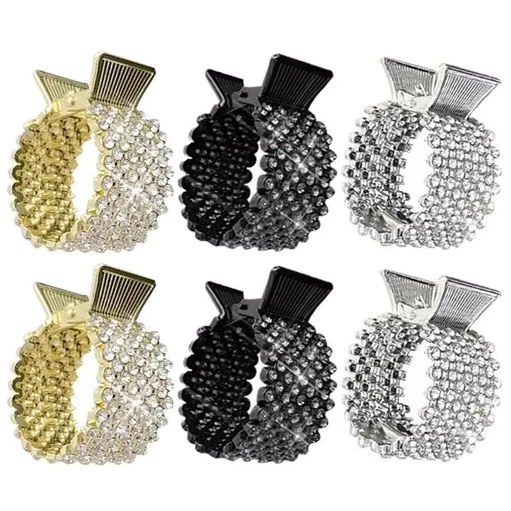 

6 шт., металлические заколки для волос, украшенные стразами, плотный держатель, заколки для волос с затылкой, женские заколки для волос с хвостиком, заколки для невесты