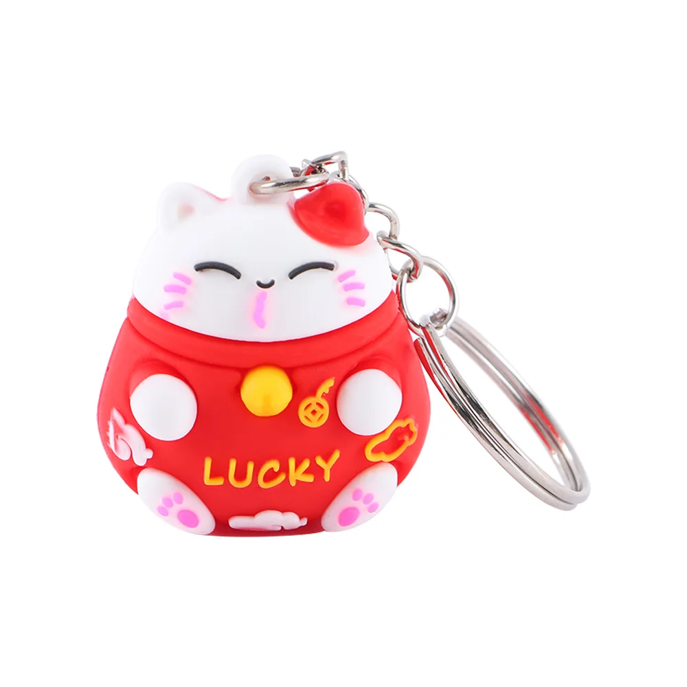 Bag Charm Phone Accessory Ornaments Good Luck Three-dimensional Bag Pendant Lucky Cat Keychain Cartoon Key Ring Car Keyring