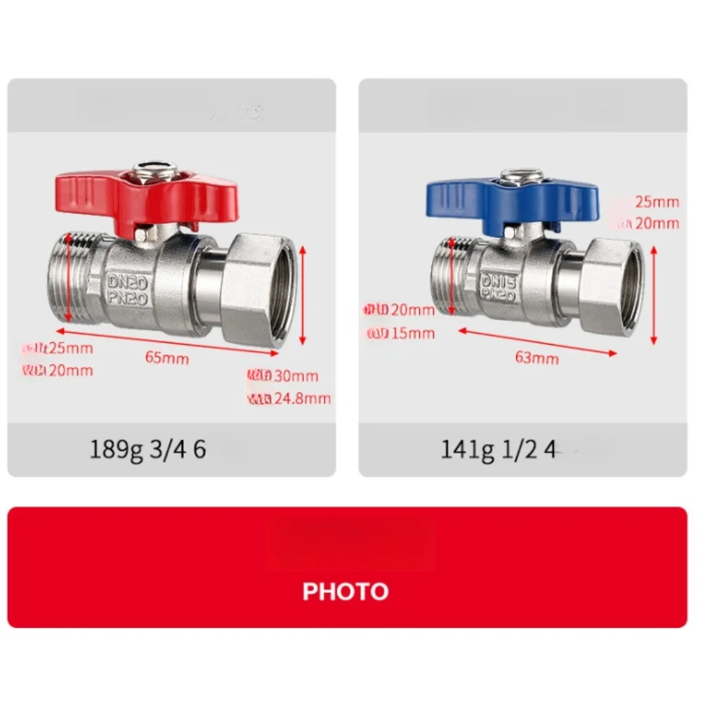 For Home Heating Systems Color Red And Blue Handles High-Flow Boiler Ball Valve Installation Straight Through Easy Installation