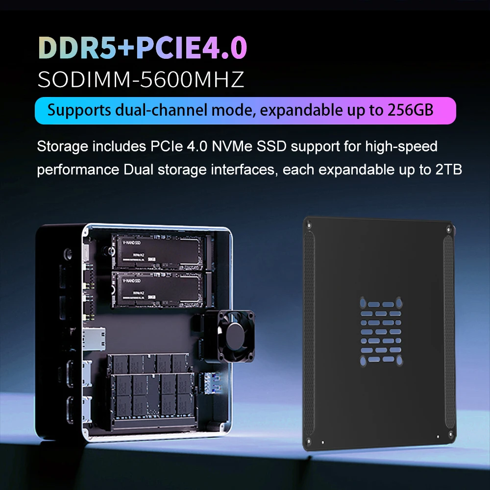 Bestoss Ryzen7 7840HS 8845HS Mini PC Windows 11 Pro DDR5 5600MHz RAM ROM compatible con 7000MB/s PCIe 4,0 WiFi 6 BT5.3 mini pc 4K 120Hz