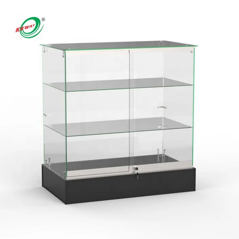 

custom.Keway 3 Shelf Tempered Glass Counter Display Racks Showcase Storage Shelving Glass Cabinet for Retail Convenience Grocery