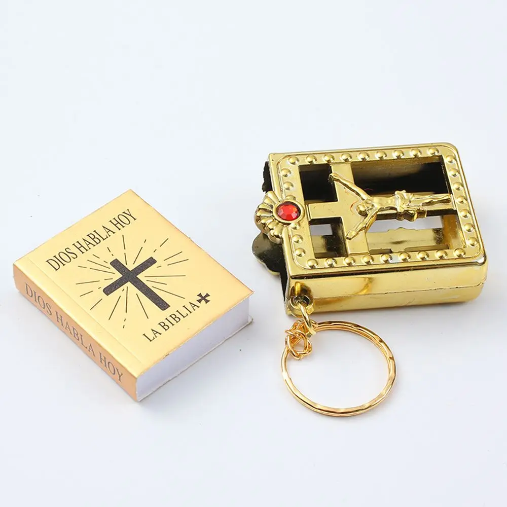 Miniature Paper Book Souvenirs Keyring Gift Christian Jesus Cover Women Car Key Ring Holy Bible Keychain Bag Pendant Key Chain