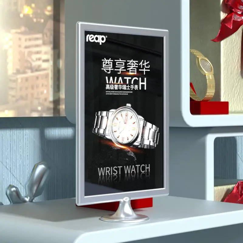 1Pc A4 Tabletop Vertical Type Menu Poster Display Stand Restaurant Promotional Publicize Advertising Plastic Sign Card