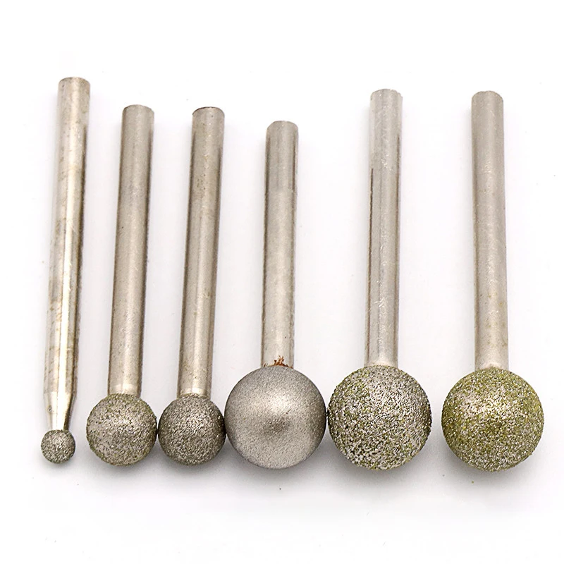 1PCS 6-35mm Ball Diamond Grinding Head Needle Bits Burrs Engraving Carving Tool 6mm Shank Grinding Bit Polishing Tool