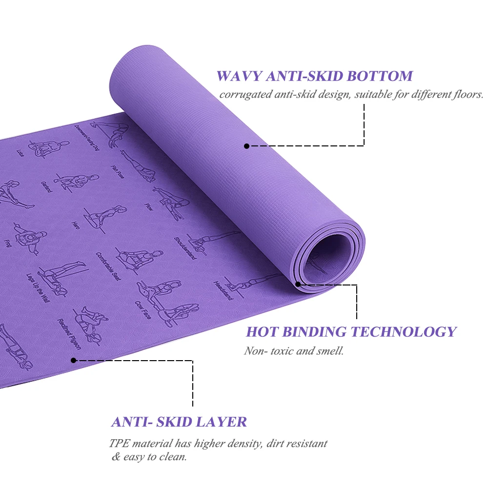 6mm TPE Yoga Mat Anti-slip Pilates Mat Sport Fitness Blanket for Yoga Exercise Outdoor Gymnastics Mat Fitness Equipment 1830*610