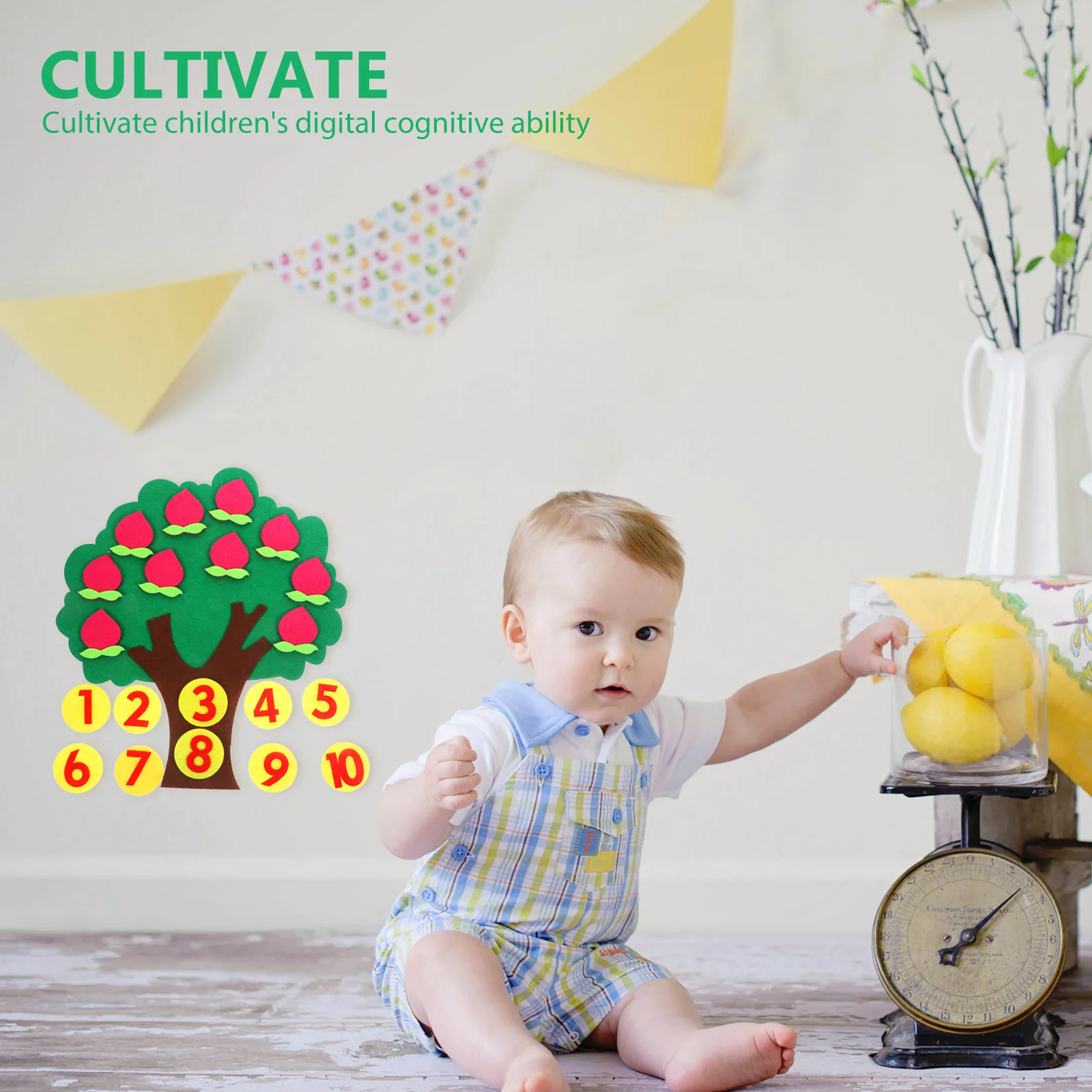 Other Educational Toys Digital Cognitive Toddler Child Aldut Kids Tree of Apples Wall Sticker Non-woven Math