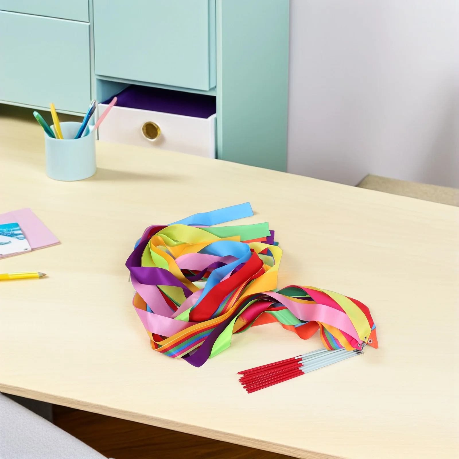 12 Uds. Cintas de baile de 2 metros para niños, serpentinas artísticas de gimnasia con palo, cinta rítmica, equipo de baile, cinta de gimnasio