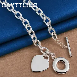 925 Sterling Silver 18 Inches Beautiful Smooth Heart Necklace For Women Men Fashion Hip Hop Party Wedding Jewelry Accessories