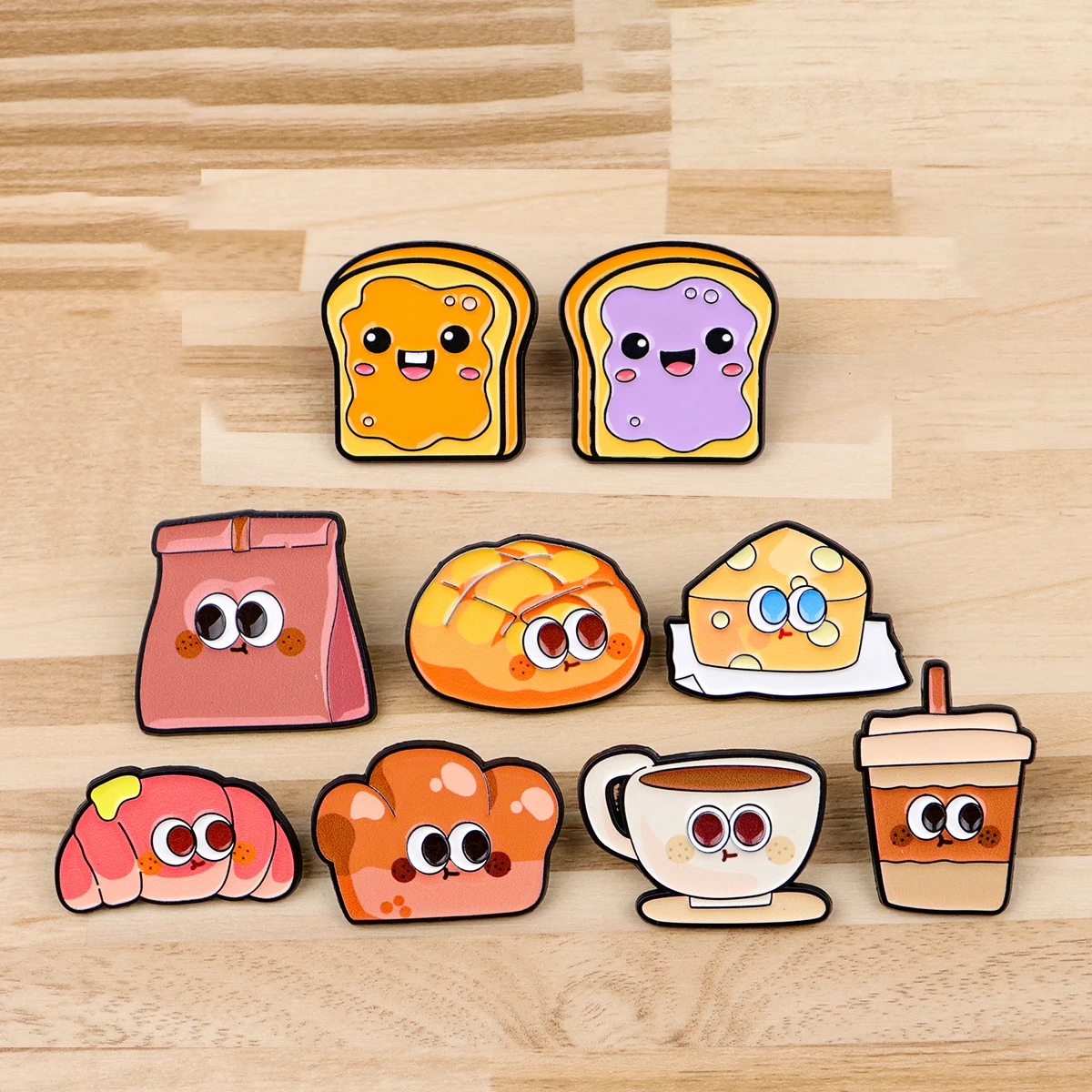

Cartoon Bread Coffee Briefcase Badges Children Brooch for Clothes Lapel Pins for Backpacks Enamel Pin Jewelry Accessories