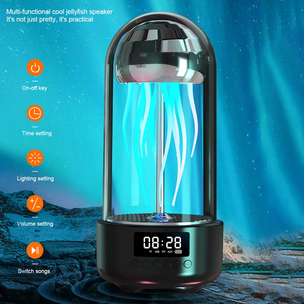 Bluetooth-Compatible Mechanical Jellyfish Speaker with Colorful Light Smart Jellyfish Speaker Subwoofer for Bedroom Decoration