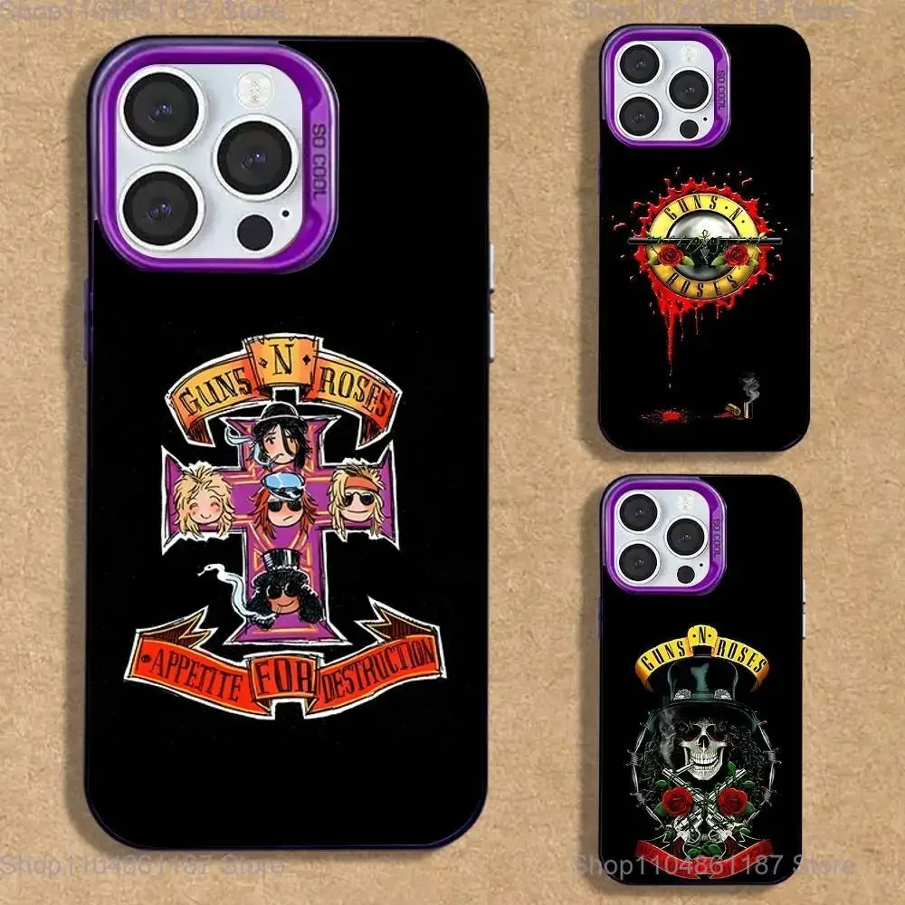 

Band G-Guns N Roses Phone Case For iPhone 16,15,14,13,12,11,Mini,Pro,SE,MAX Purple Matte Silicone Cover