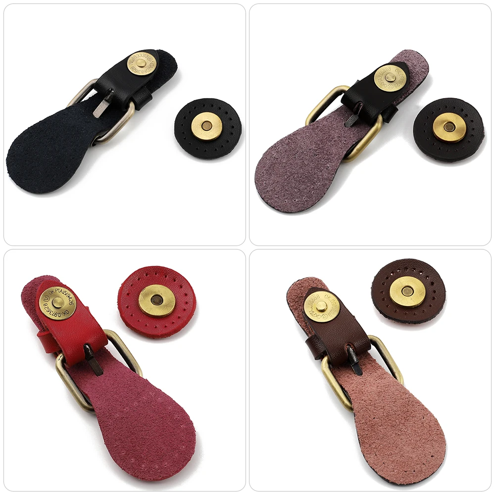 2Pcs Sewing on Genuine Leather Magnetic Snap Buckles Sewing Fasteners for DIY Patchwork Bags Handbag Lock Hardware Accessories