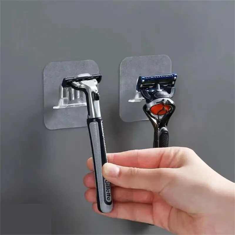 2pcs Self-Adhesive Razor Hook Holder Wall Men Shaving Shaver Razor Shelf Storage Rack Holder Hook Bathroom Organizer Accessories