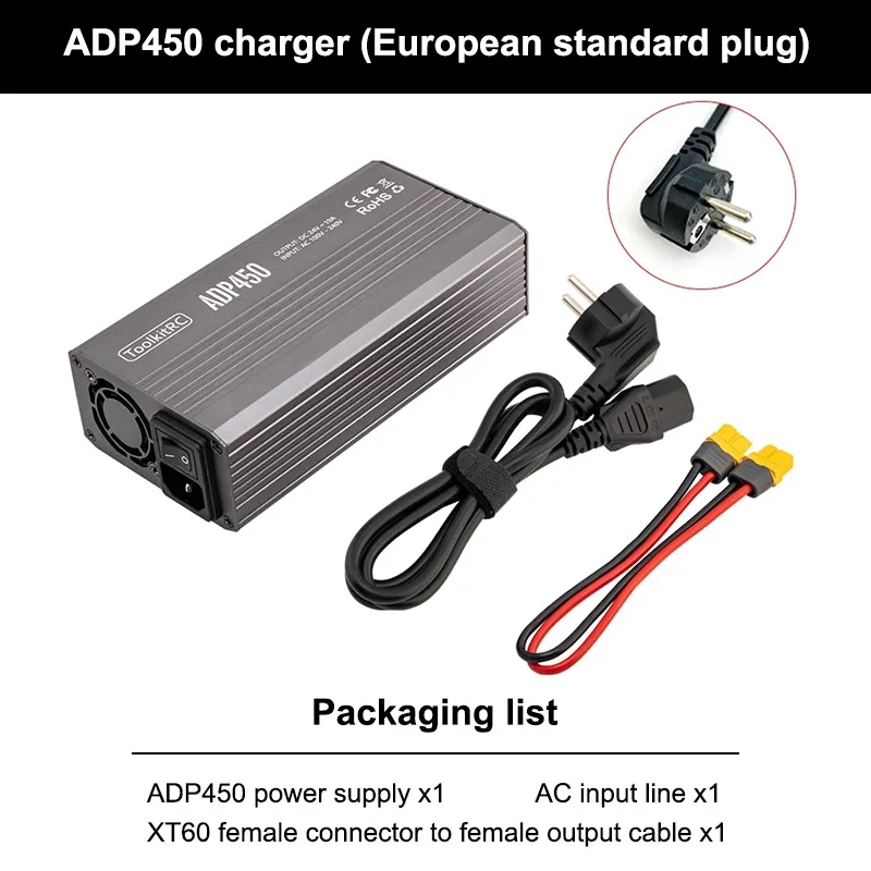 Zasilacz ToolkitRC ADP450 450W Wyjście XT60 24V19A Wejście AC 100V-240V do ładowarki akumulatorów ToolkitRC M8D M6D M8P M9