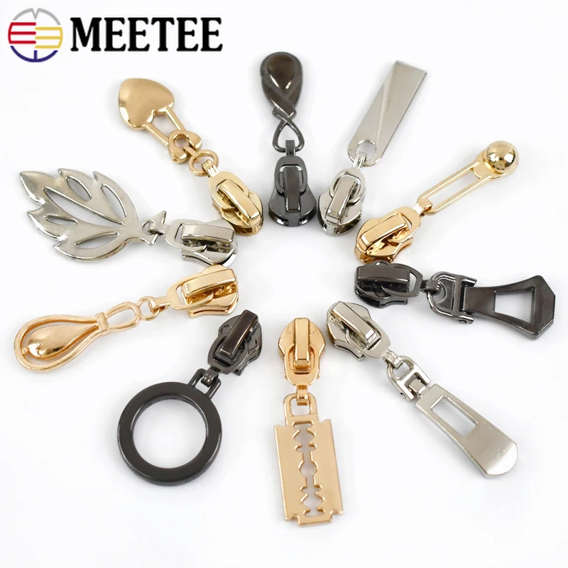 10/20Pcs 5# Zipper Sliders for Metal Nylon Resin Zips Tape Bag Clothes Decor Zip Head Puller Repair Kit DIY Sewing Accessories