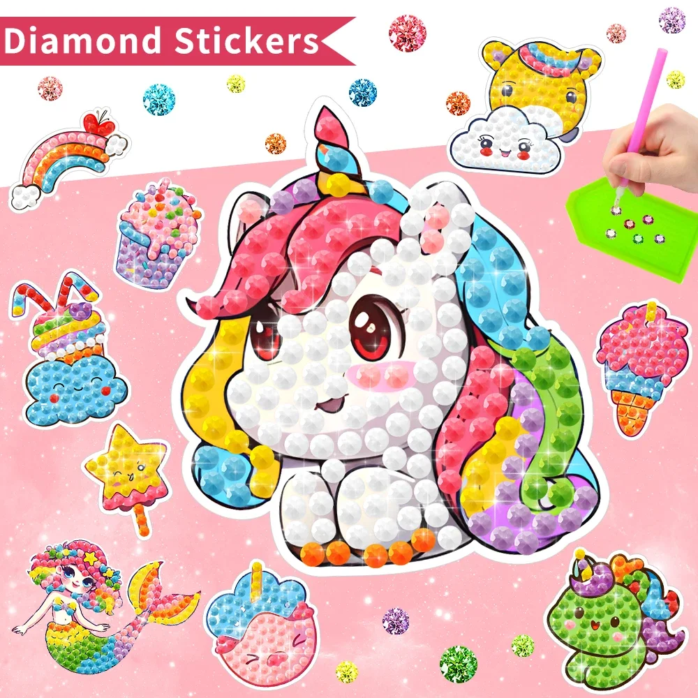 Diamond Painting Stickers Diy Handgemaakte Kinderen Geschenken Cartoon Dierkunst Set Mozaïek Sticker Set Kinderambachten