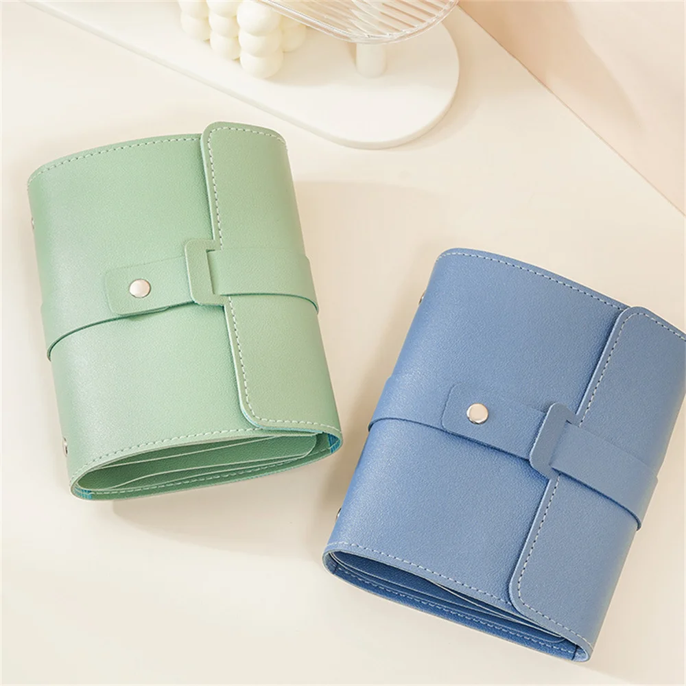 1pc PU Leather Ear Stud Storage Bag, Multi-layer Jewelry Finishing Storage Organizer, Book Type Storage Bag For Earrings Rings