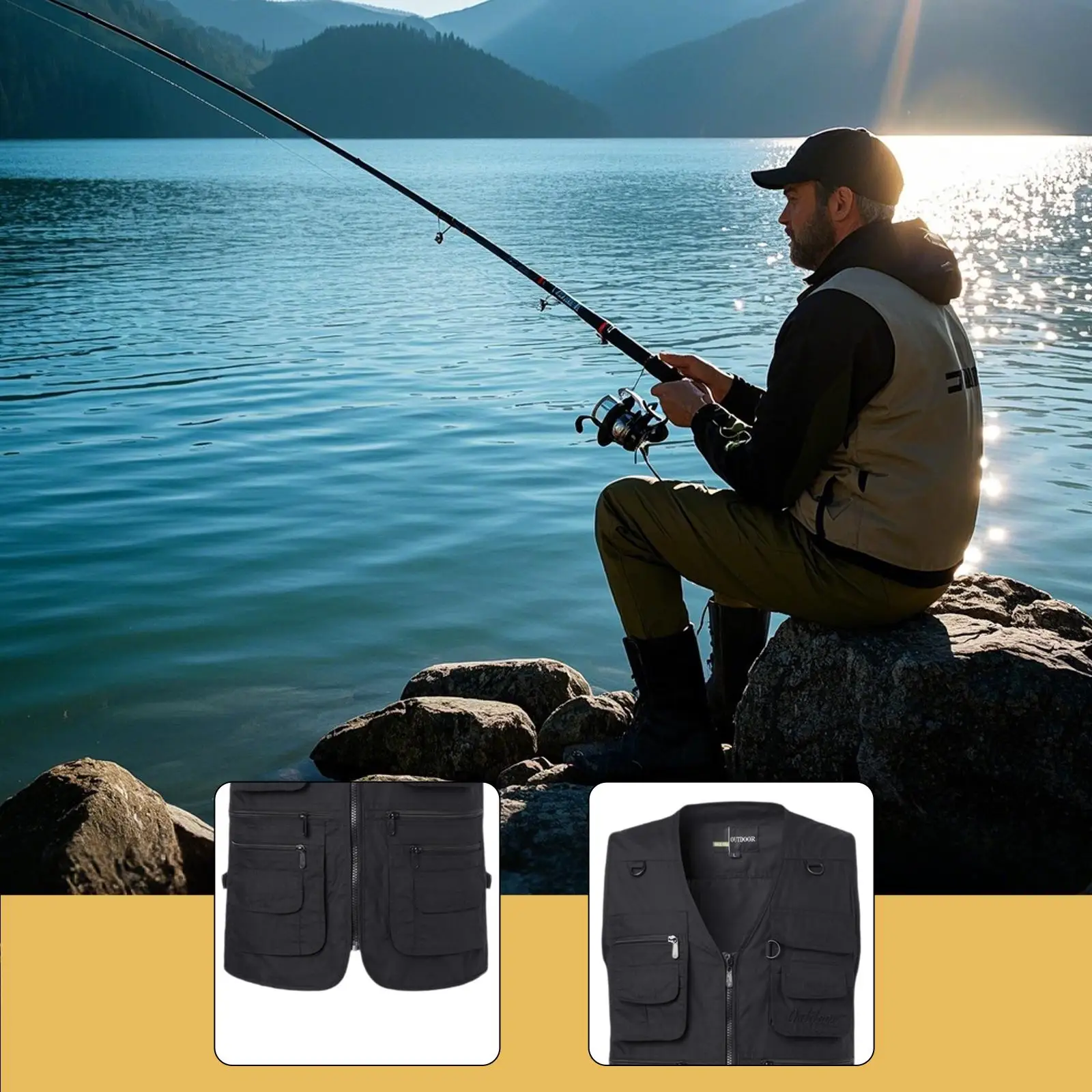 Mesh Fly Fishing Vest Adjustable Utility Work Vest Multi-pocket Outdoor Jacket for Hiking and Water Sports view 5