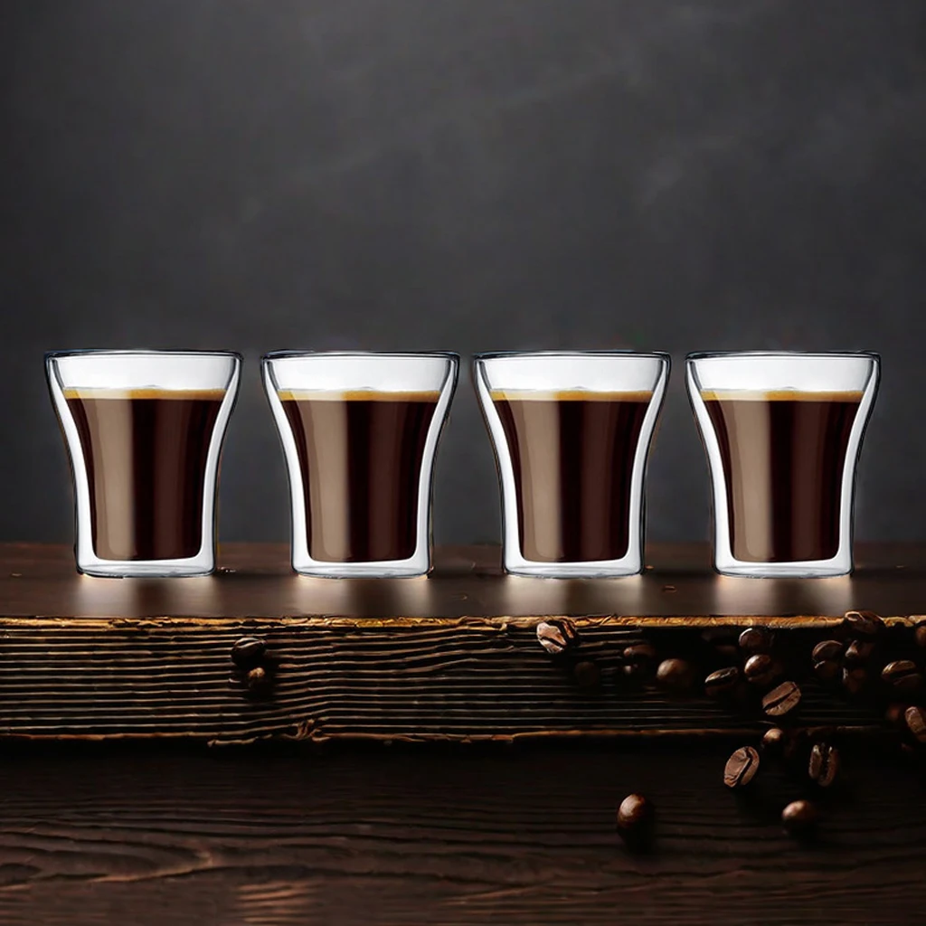 2/4/6pcs Double Wall Espresso Cups High Borosilicate Glass Cup For Tea Wine Milk Heat Resistant Drinkware Mug 80/200ml