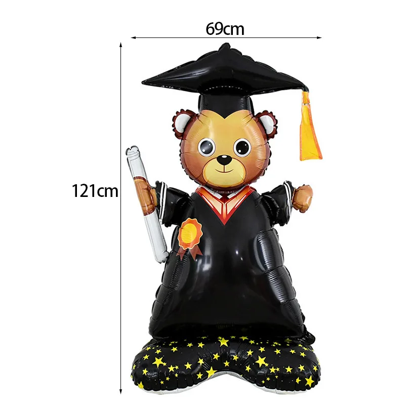 7 Pièces Ballons de Gratuation, Décorations de Remise de Diplômes, 22 Pouces Noirs Or Ballon en Aluminium, Graduation Party Decoration, pour Cérémonie Fête à l'université École(A