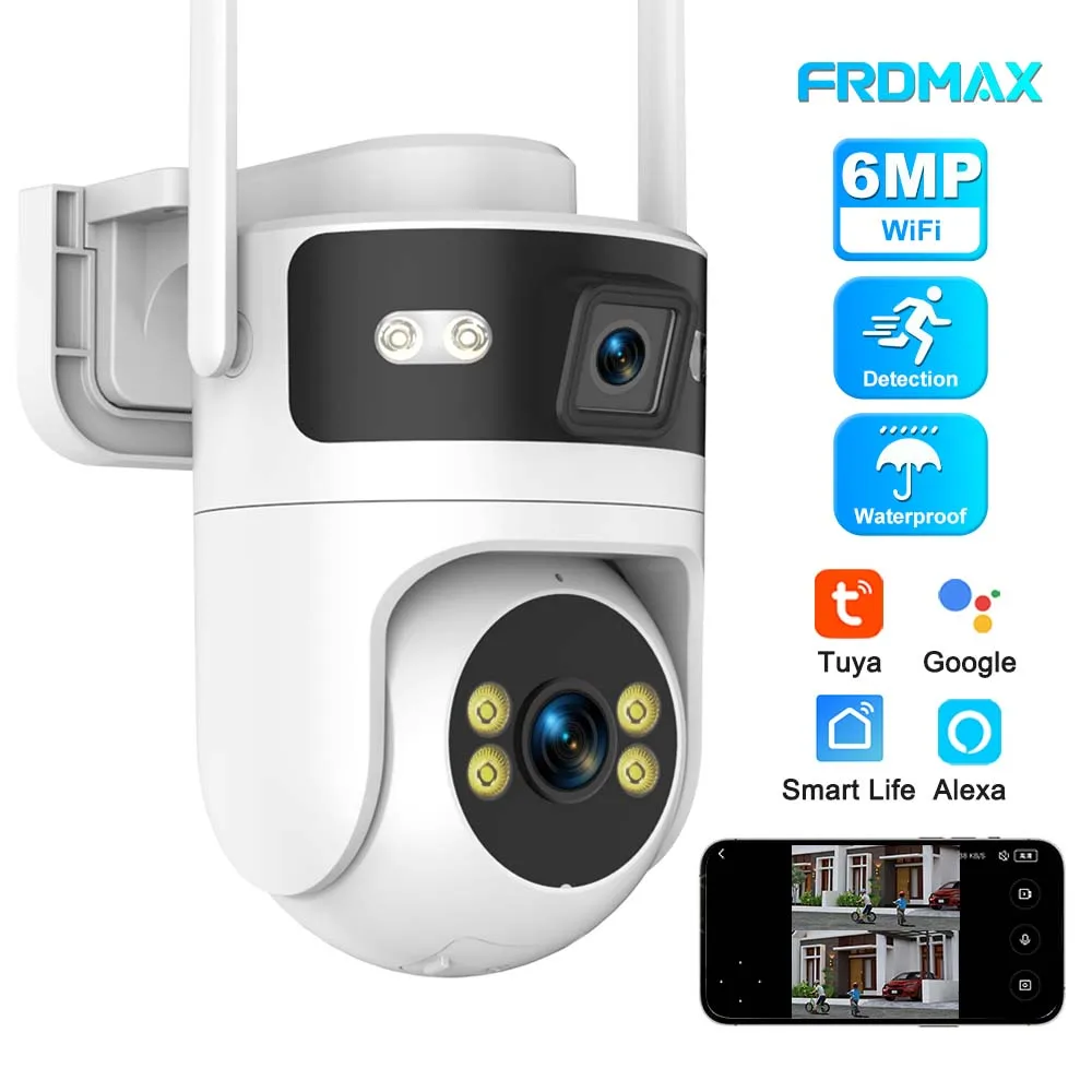

Tuya Security Camera 6MP Dual Lens Outdoor Protection WiFi Camera Motion Tracking Video Surveillance Alexa Google Home