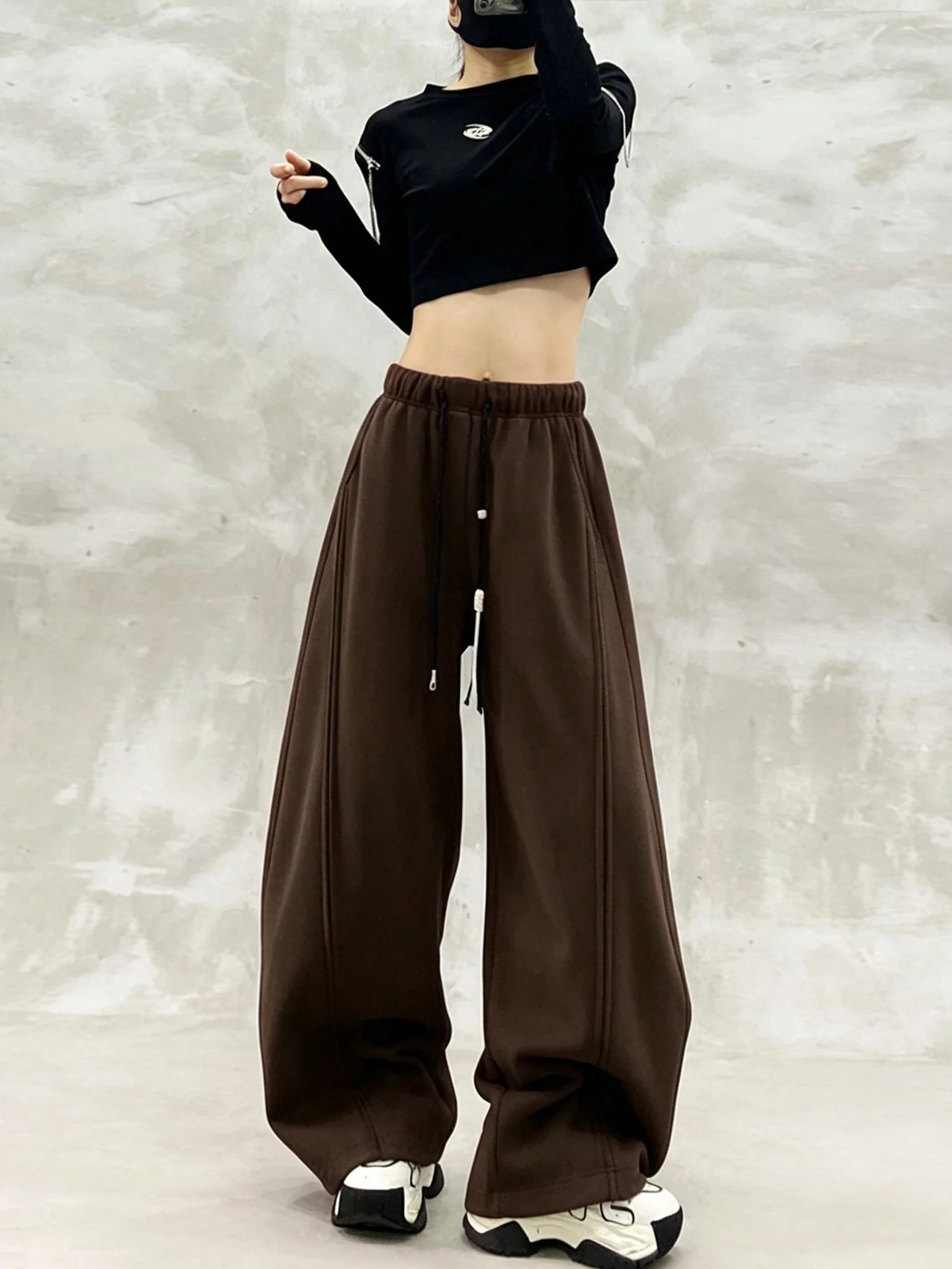 High Waist Wide Leg Pants Women's Casual Style Khaki Color Knife  Banana Pants Spring Autumn New Loose Fit Fashionable