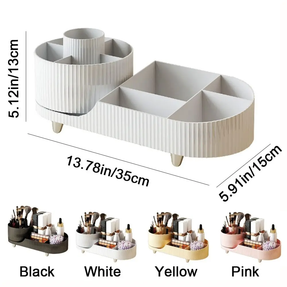 Plastic 360°Rotating Cosmetics Storage Box Large Capacity Anti-slip Cosmetic Display Case Space Saving Makeup Organizer for Home