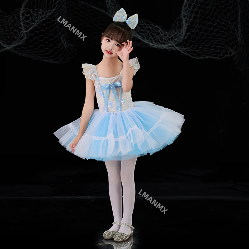 

New girls' fluffy skirt performance costume, children's dance performance costume, modern dance veil skirt