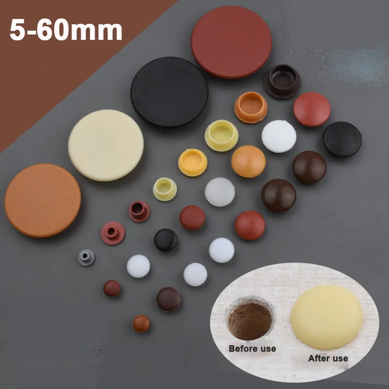 2-50Pcs 5-60mm Furniture Hole Covers Protection Screw Cover Decor Dust Plug Stopper Cabinet Drill Hole Plug Hardware Grommet