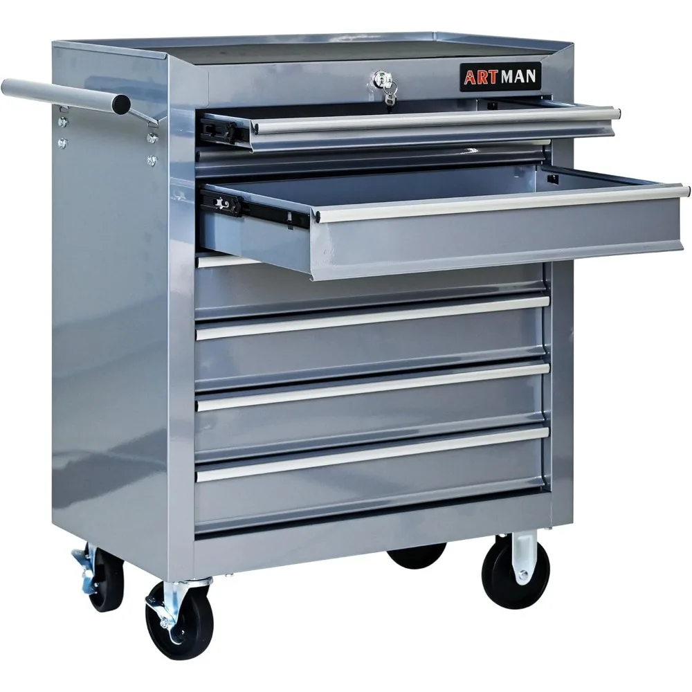 Multifunctionele rollende gereedschapskist met 7 laden, robuuste opbergwagen-organizer, mobiele gereedschapswagen voor werkplaats-efficiëntie