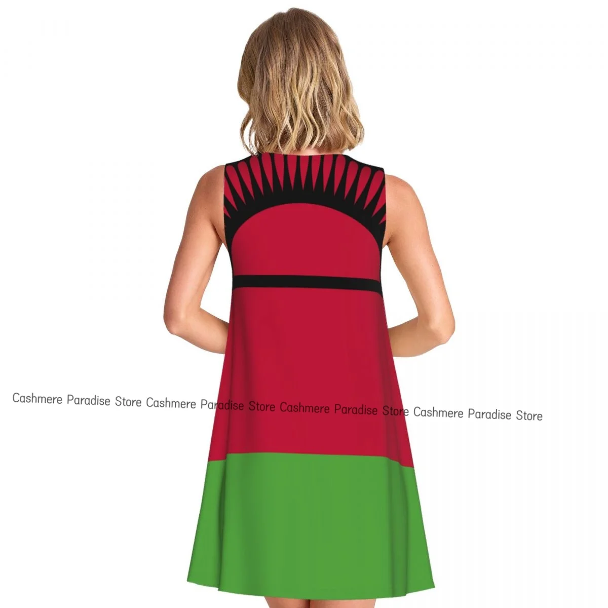 فستان نسائي بعلم مالاوي صيفي كاجوال فساتين تي شيرت لتغطية الشاطئ فستان بدون أكمام