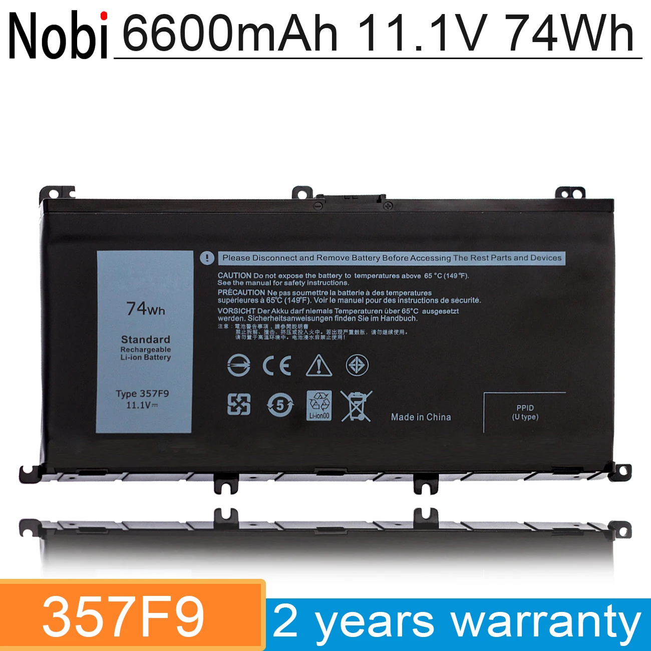 

Nobi 74Wh 11.1V 357F9 Laptop Battery For DELL Inspiron 15 Gaming 5576 5577 7566 7567 7000 7557 7559 P65F P57F P65F001 P57F001