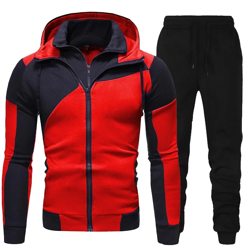 

Spring Autumn Men's Tracksuit Outfits Fashion Men's Zipper Thick Jacket and Sportpants Two Piece Daily Simple Sportswear