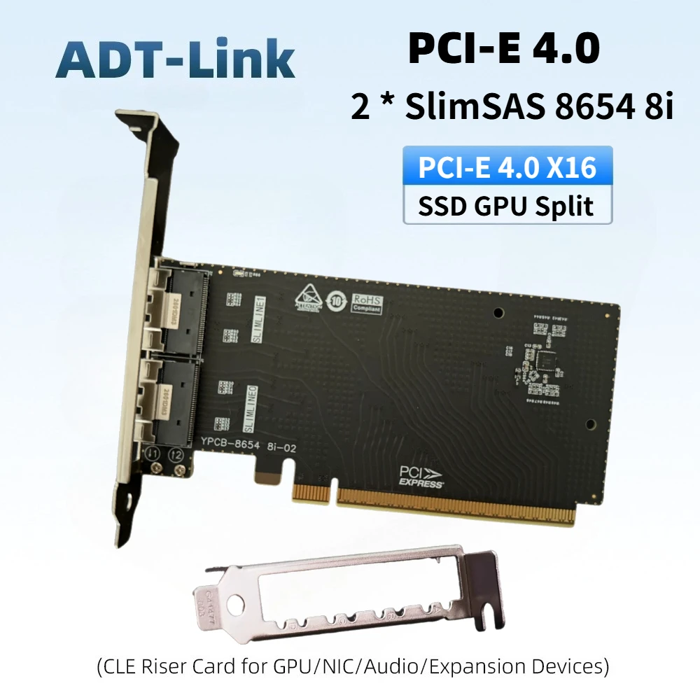 PCI-E 16X To SFF-8654 8i Riser Card PCIE 4.0 SlimSAS SFF8654 Extension Adapter Card External Graphics Expansion Card for SSD GPU
