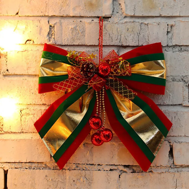 

Christmas Bow Decoration Mall Supermarket Decoration Large Red Green Gold Hanging Christmas Jewelry Store 4s Store Supplies New