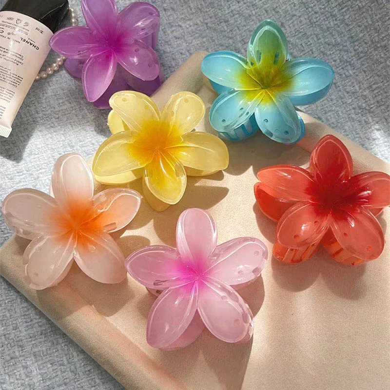 

Цветочные заколки для волос для женщин, градиентные большие заколки-крабы для густых волос, Нескользящие заколки для девочек, Женские аксессуары для волос, Оптовая продажа