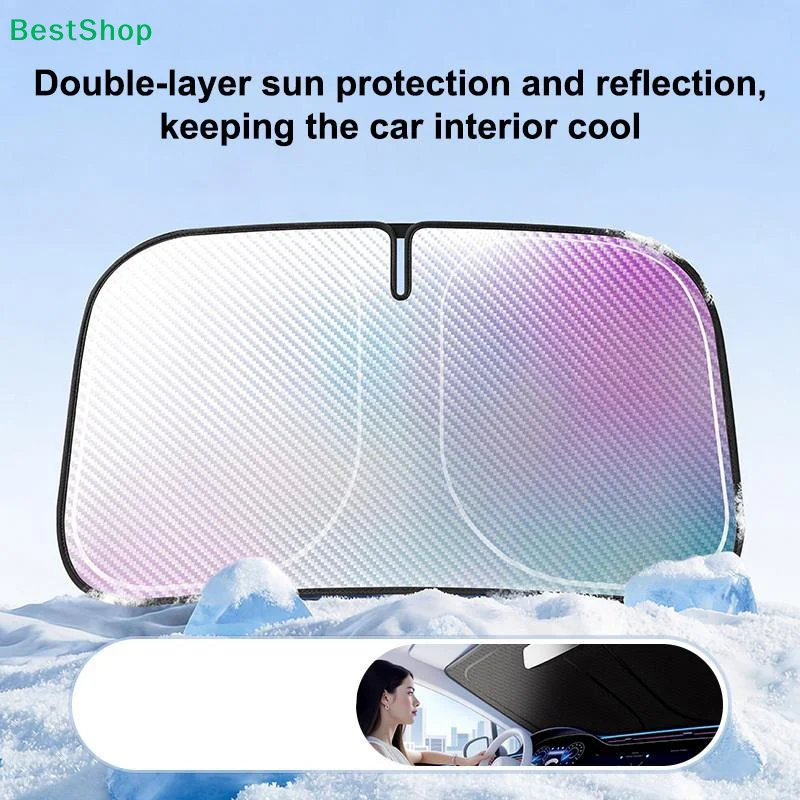〔Q〕Foldable Gradient Car Windshield Sunshade,UV Protection Heat Insulation Sun Shade,Front Window Cover for Cars,SUVs,Trucks