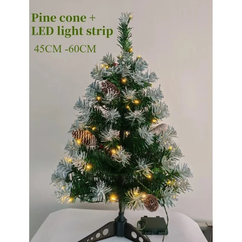 

Artificial Christmas Tree PVC Pinecone Christmas Tree with LED Lights 45cm/60cm Home Desktop Christmas Atmosphere Decoration