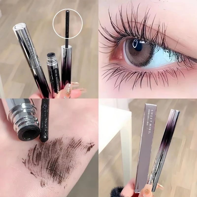 Mascara per ciglia in fibra di seta con testina in metallo Estensioni per ciglia arricciate a lunga durata Strumento per trucco occhi allungante ad asciugatura rapida 4D