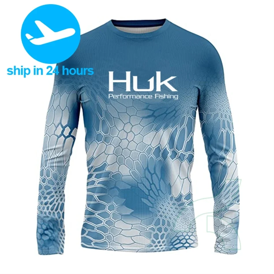 

HUK Fishing Shirts Men's Outdoor Summer Long Sleeve Hoodie UPF 50+ T-shirt Tops UV Protection Fishing Clothes Camisa De Pesca