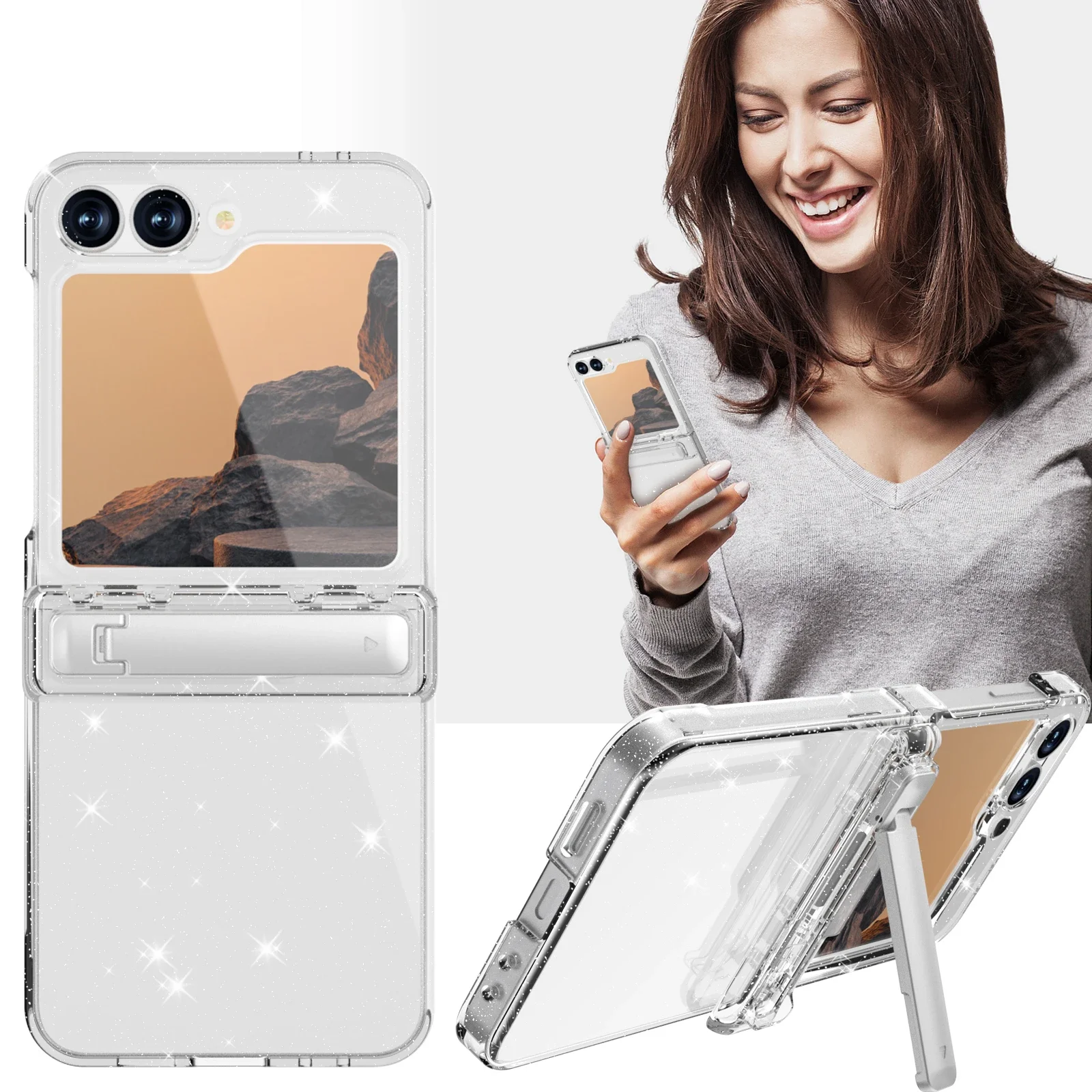 For Samsung Galaxy Z Flip 6 Case Luxury Matte Skin-Friendly Folding Hinge Bracket Shockproof Protection Hard Cover Accessories