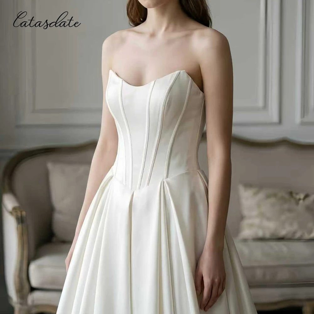 Catasdate Chiffon Pleated Floor Length A Line Formal Evening Dress Floor Length vestidos de noche Satin for Women Customized