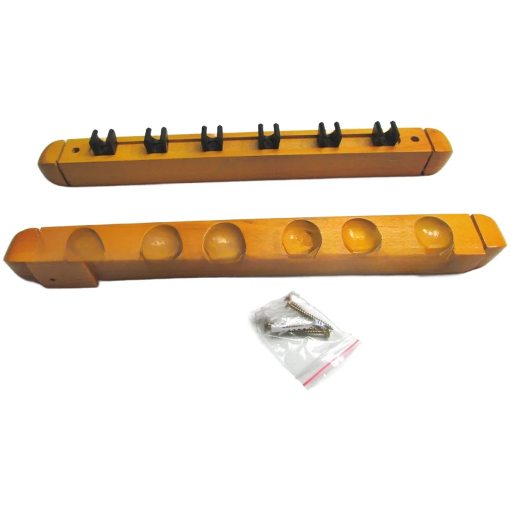 Solid Wood 6 Hole Billiard Cue Rack for Pool Table Accessories Wall Mounted Design Holds 6 For Cues Without Slippage