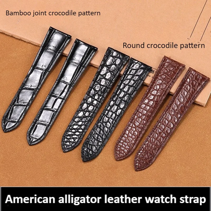 American alligator leather watch strap For Cartier CALIBRE W7100037 W7100041 TANK RONDE SOLO genuine leather watchband Men 23mm